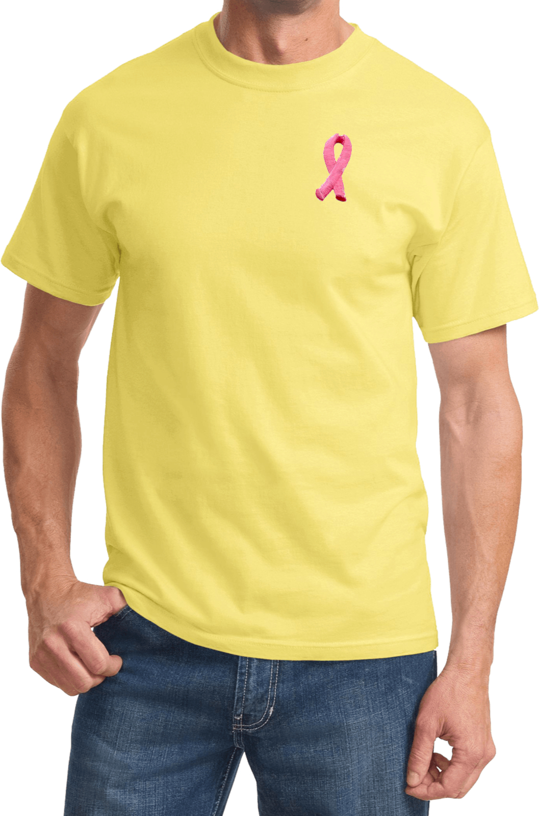 Buy Cool Shirts Breast Cancer Embroidered Pink Ribbon Pocket Print